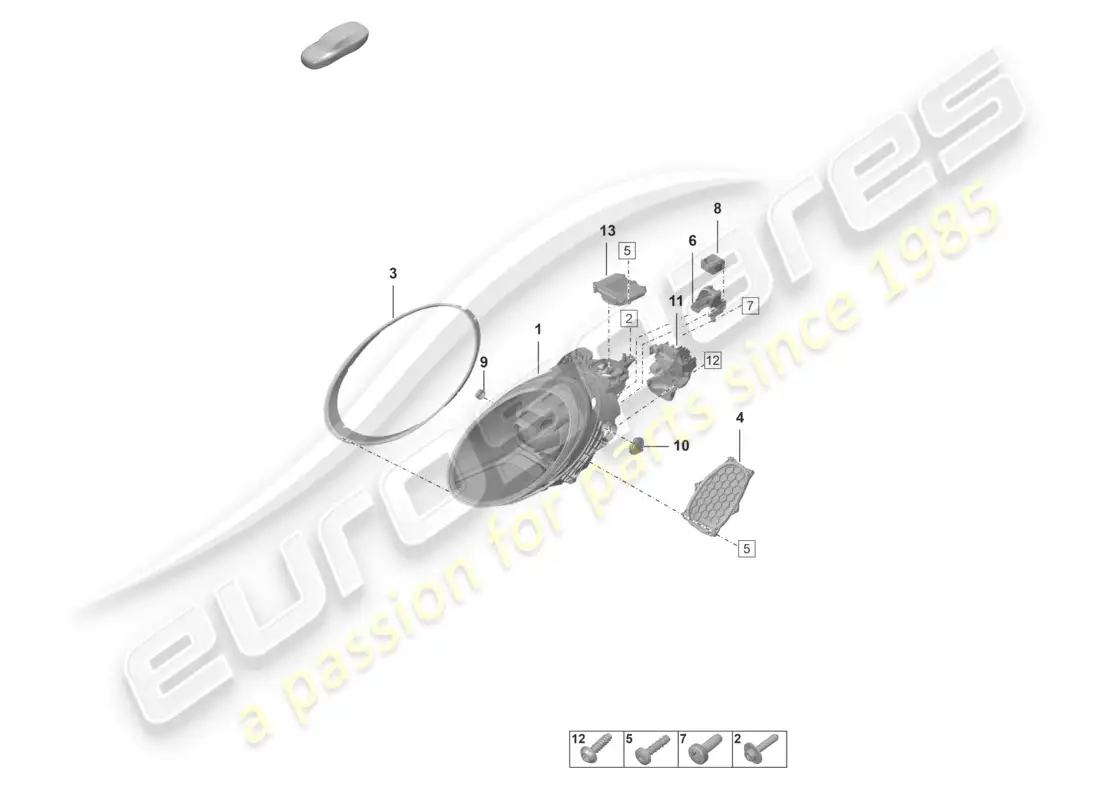 porsche 2022 (992-1 gt3/rs/st) led headlight pdls+ parts diagram