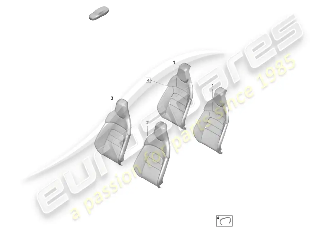 porsche 2021 (taycan 9j1-1) foam sect. for rest side supp. backrest cover standard seat parts diagram