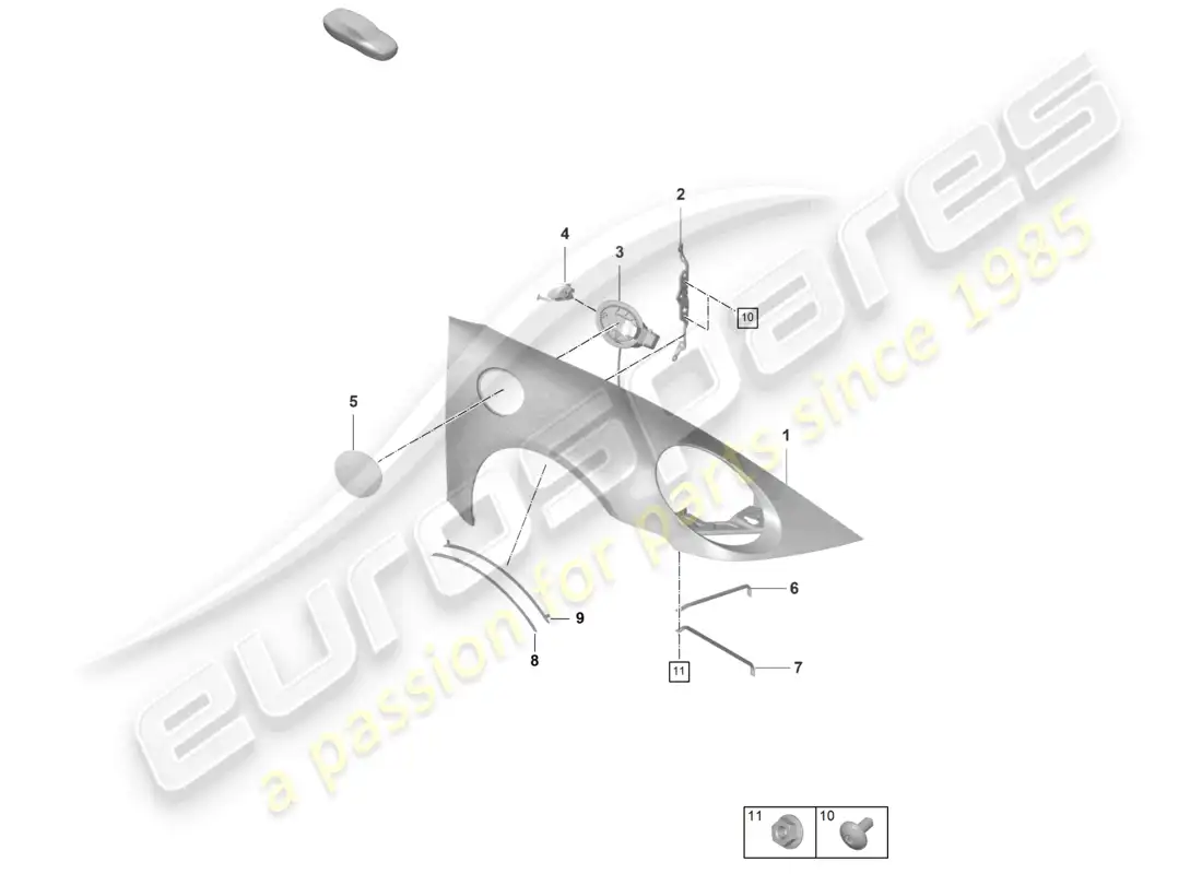 porsche 2022 (992-1 gt3/rs/st) wing parts diagram