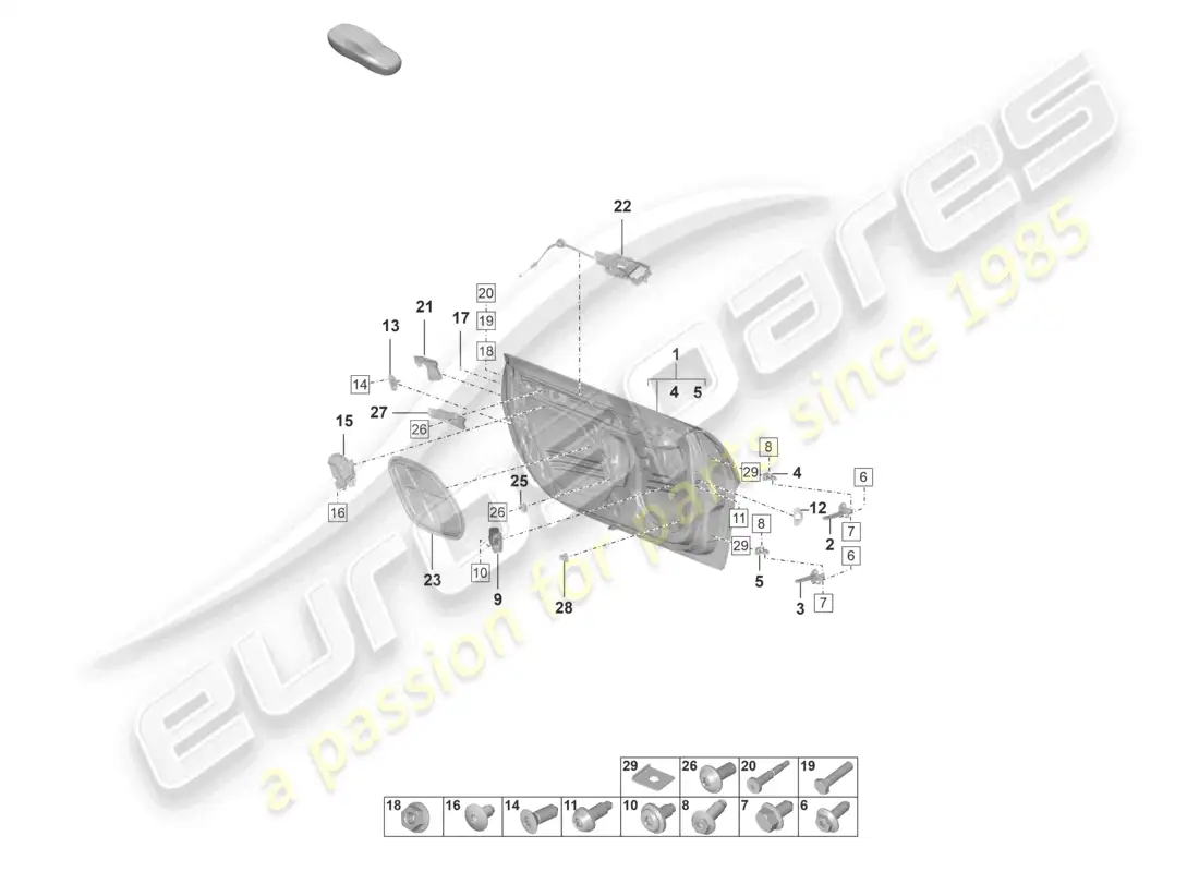porsche 2022 (992-1 gt3/rs/st) door shell parts diagram