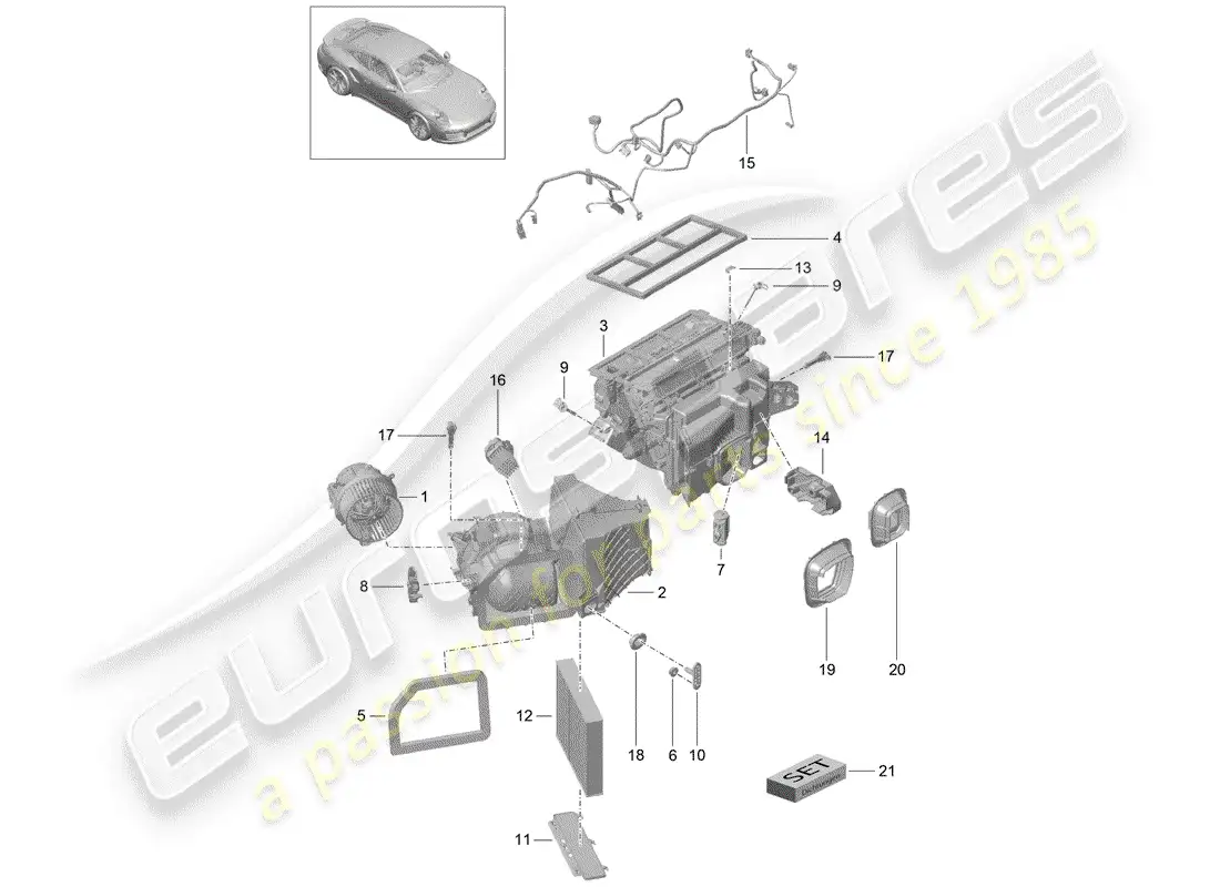 porsche 2018 (991-2 turbo) air conditioner parts diagram