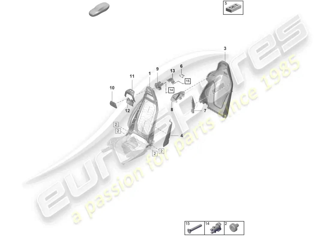 porsche 2021 (taycan 9j1-1) backrest frame sports seat parts diagram