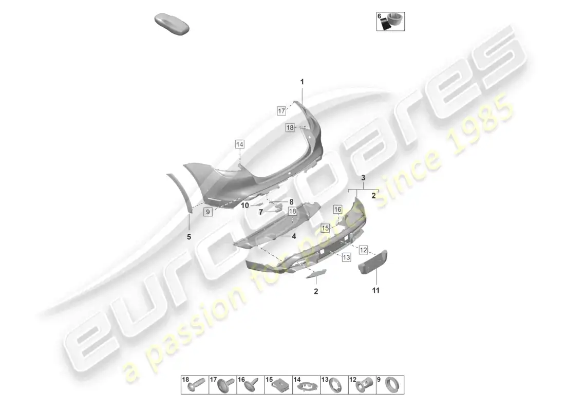 porsche 2025 (taycan 9j1-2) bumper rear taycan cross turismo turbo parts diagram