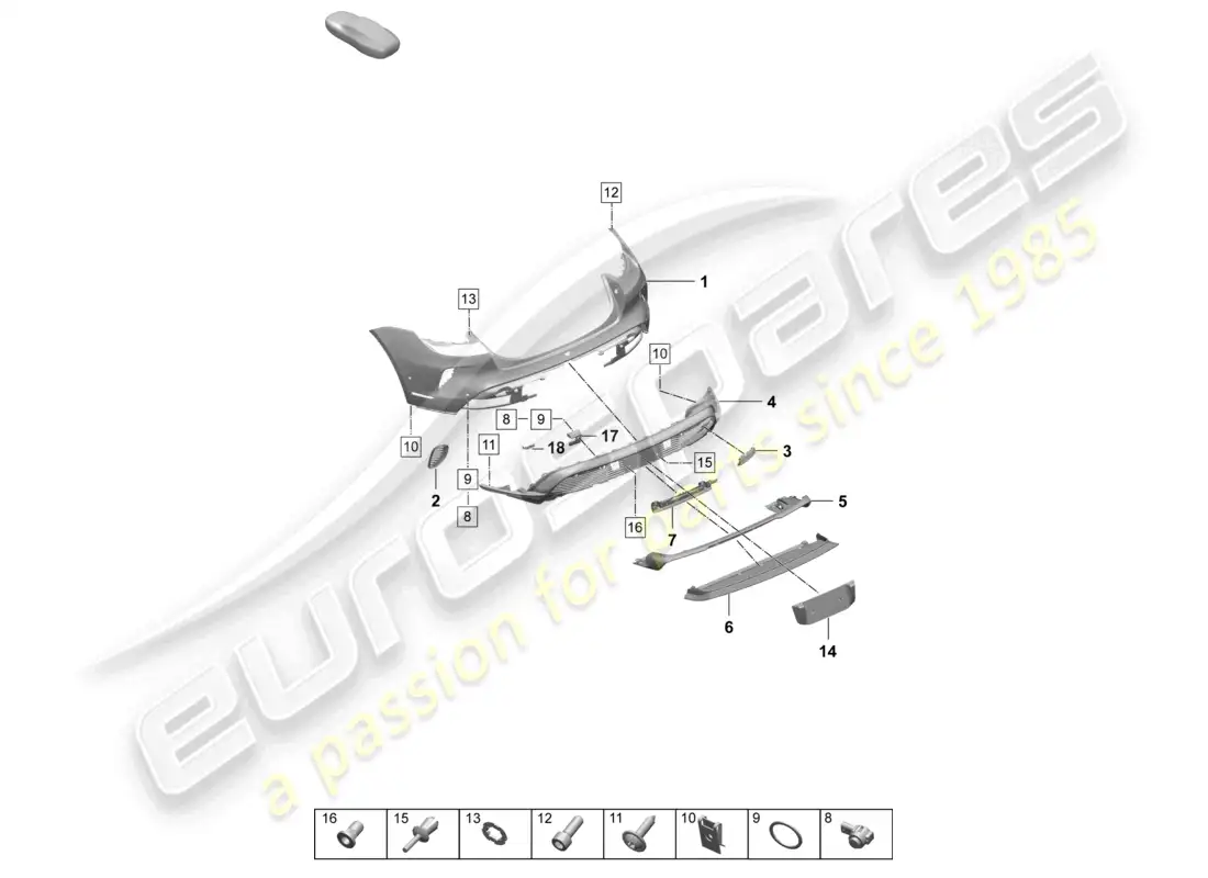 porsche 2025 (taycan 9j1-2) bumper rear turbo part diagram