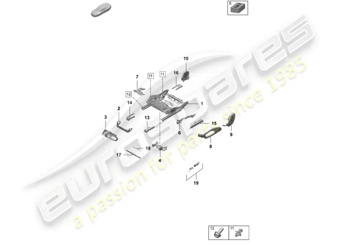 porsche 2026 (taycan 9j1-2) seat frame accessories sundry comfort seat sports seat part diagram