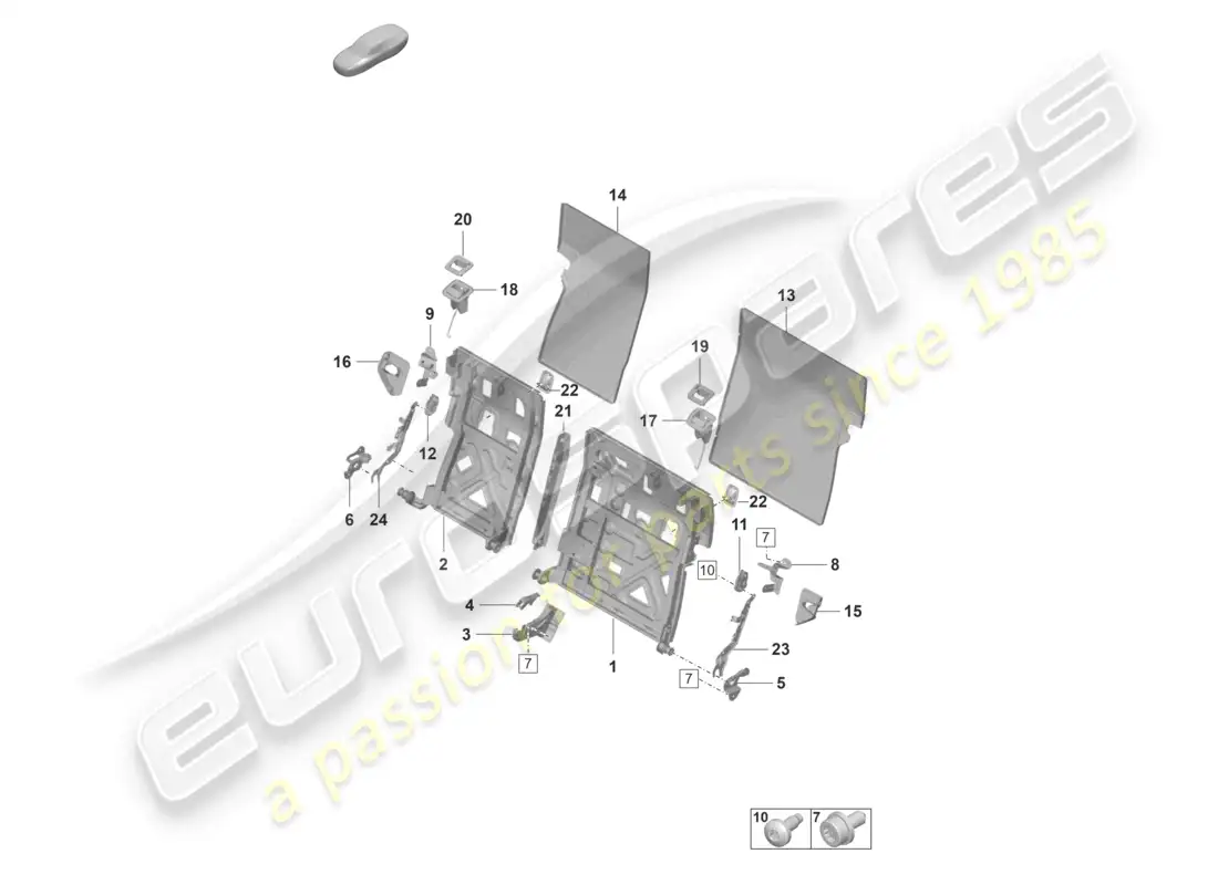 porsche 2022 (taycan 9j1-1) backrest frame sports seat parts diagram