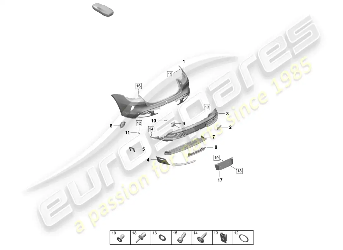 porsche 2025 (taycan 9j1-2) bumper rear special model part diagram