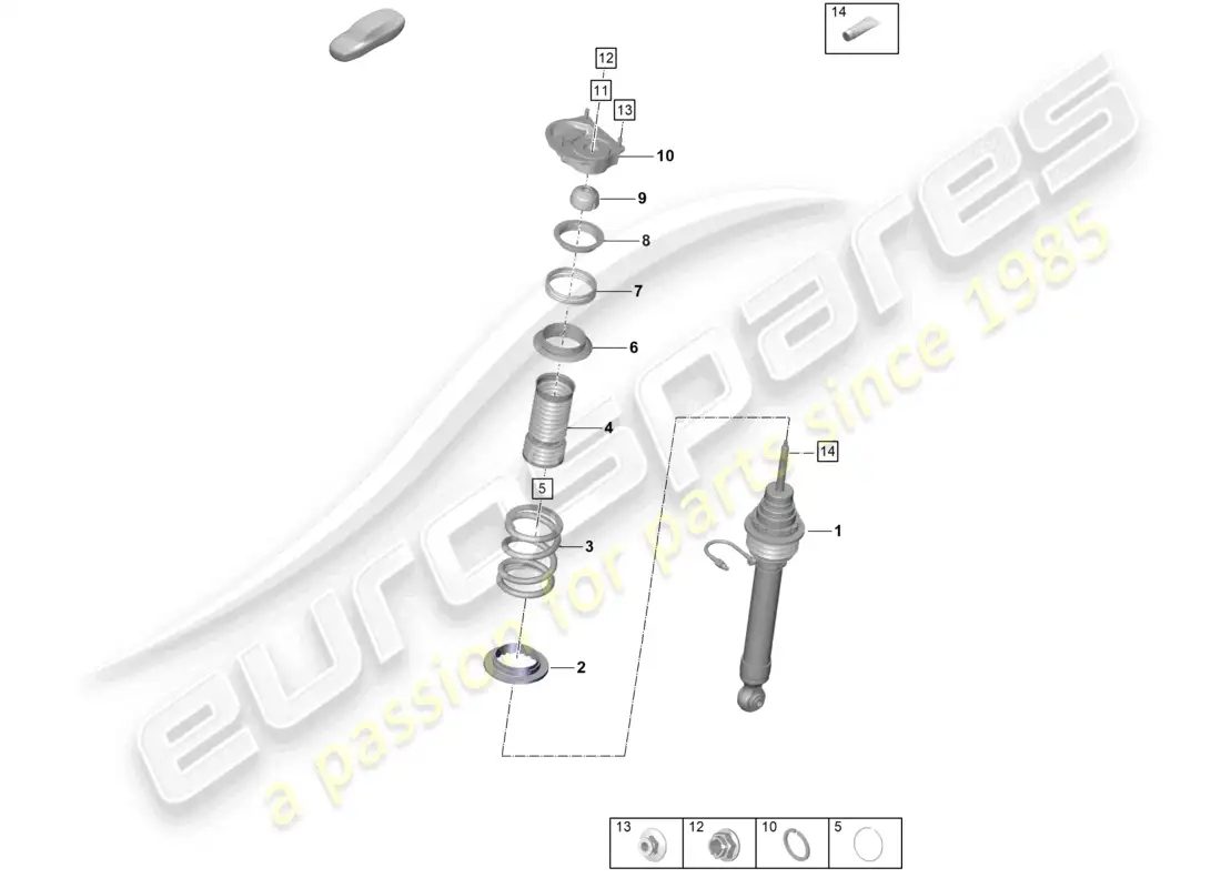 porsche 2023 (992-1 gt3/rs/st) suspension shock absorbers parts diagram