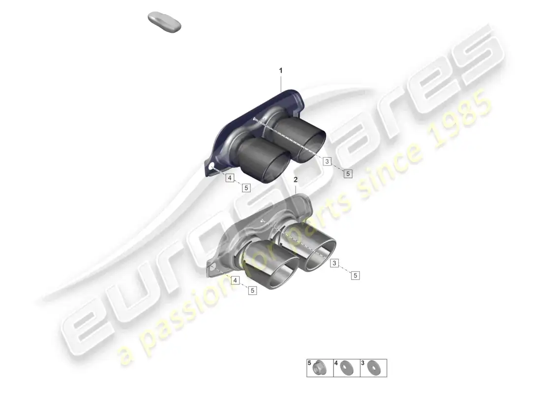 porsche 2021 (992-1 gt3/rs/st) exhaust tail pipe parts diagram