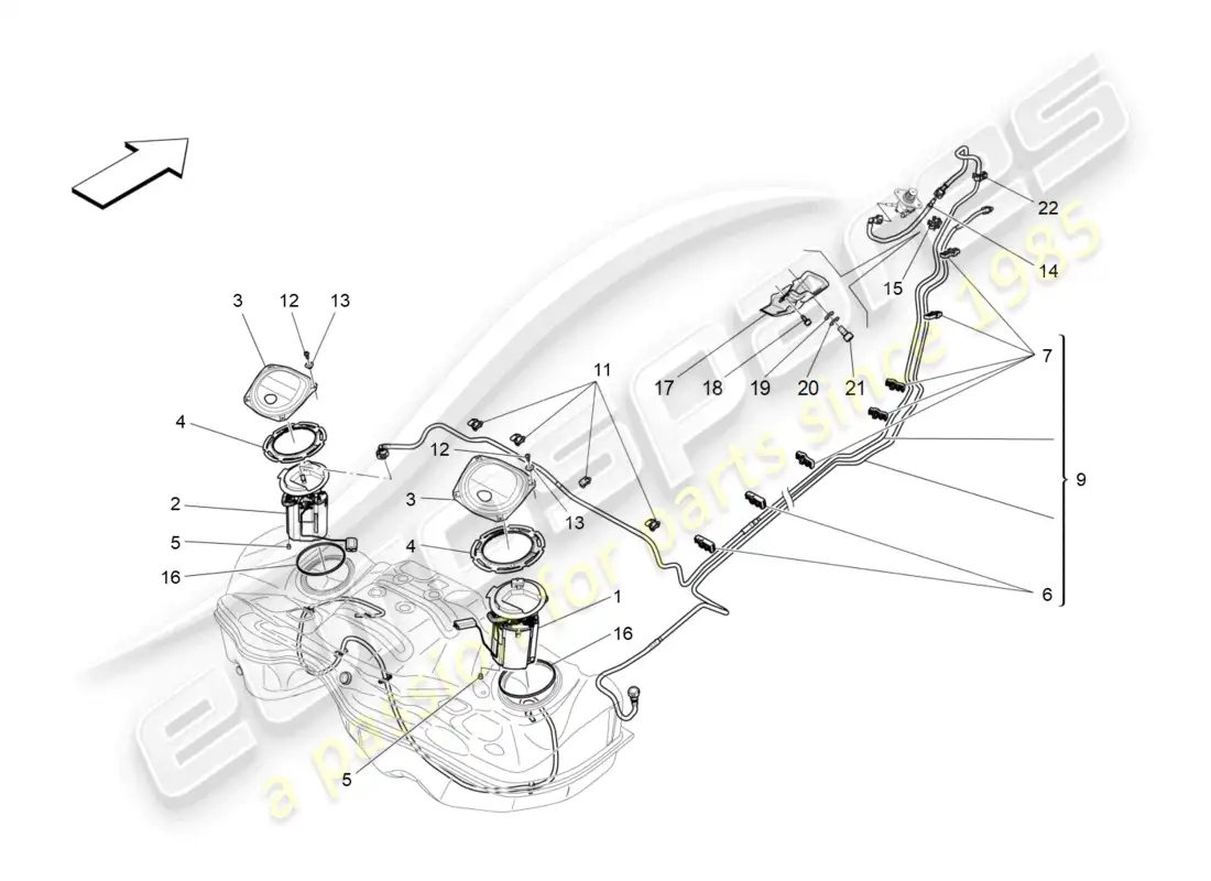 a part diagram from the maserati quattroporte m156 (2017 onwards) parts catalogue