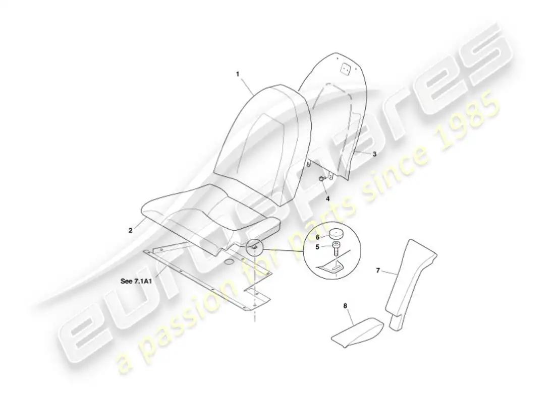 aston martin vanquish (2007) rear seats, to vin 500515 + 500522-525 parts diagram