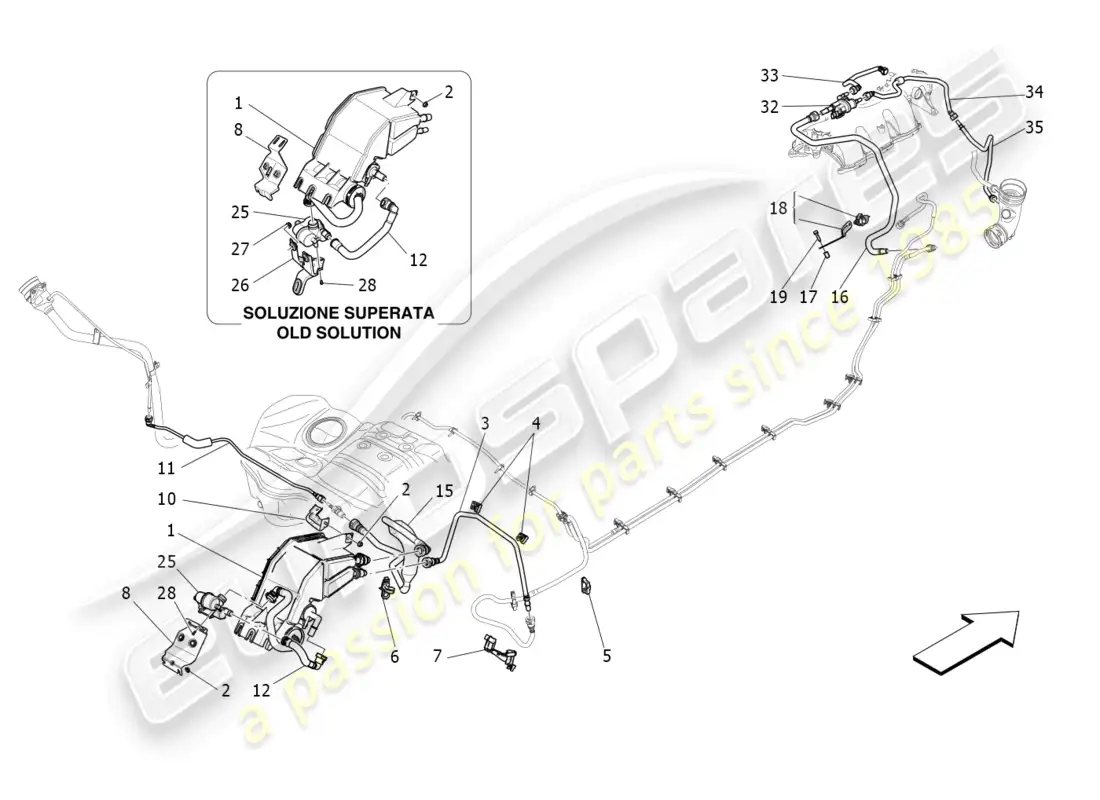 maserati levante zenga (2020) fuel vapour recirculation system parts diagram