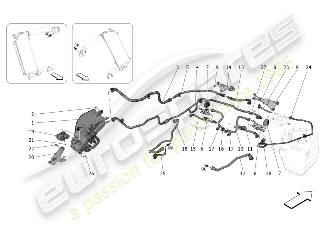 maserati mc20 cielo (2023) fuel vapour recirculation system parts diagram