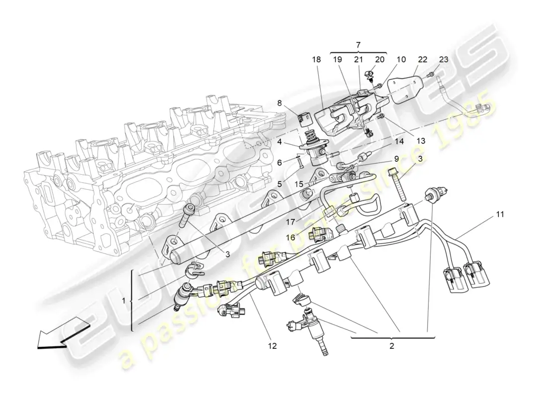 maserati ghibli fragment (2022) fuel pumps and connection lines parts diagram