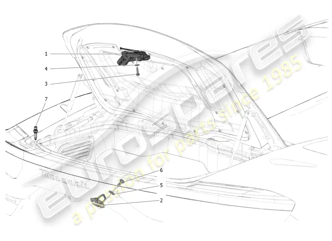 maserati mc20 cielo (2023) rear lid opening control parts diagram