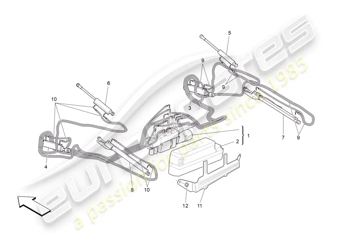 maserati grancabrio mc (2013) electrical capote: hydraulic system parts diagram