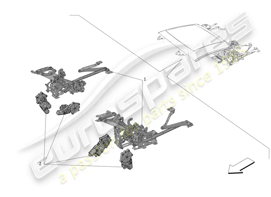 maserati mc20 cielo (2023) electrical capote: movement parts parts diagram