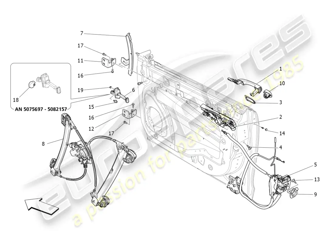 maserati ghibli fragment (2022) front doors: mechanisms part diagram
