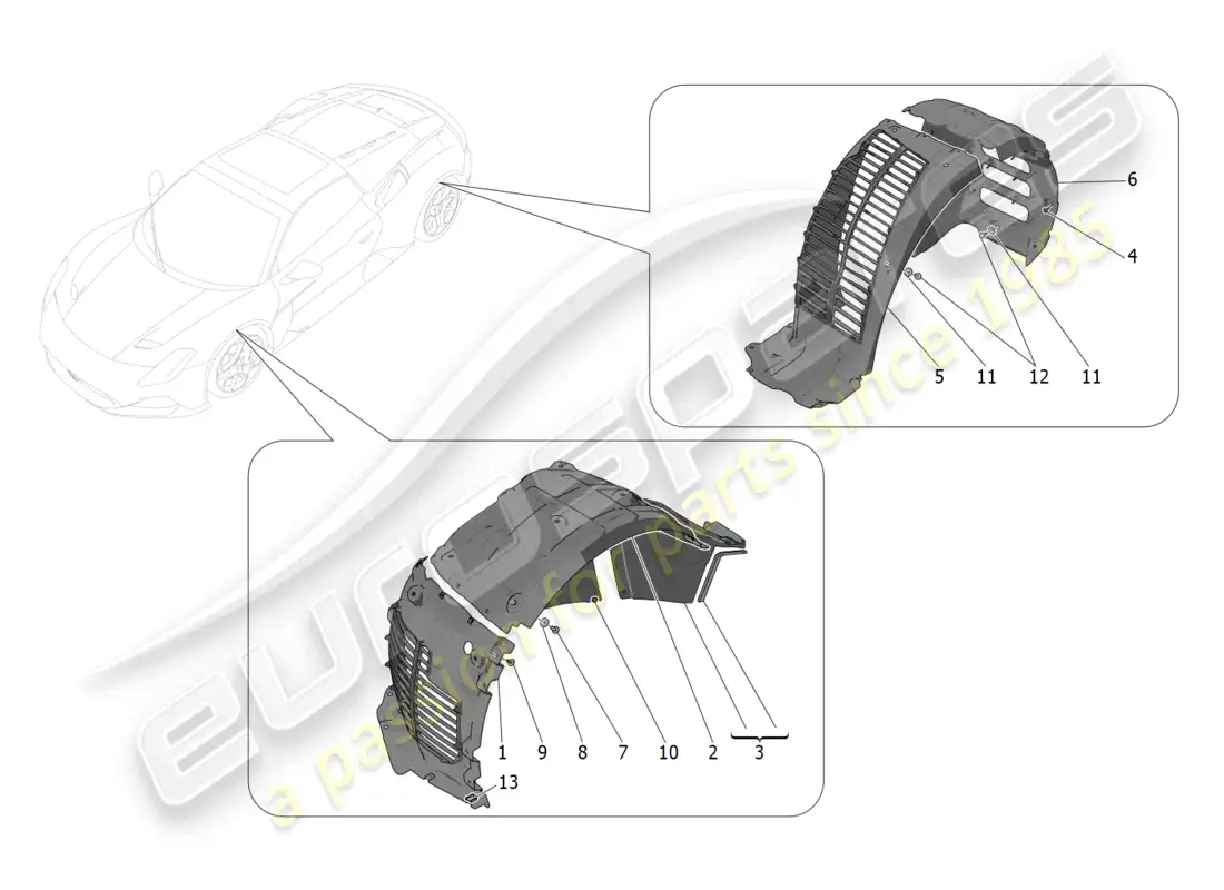 maserati mc20 cielo (2023) wheelhouse and lids parts diagram