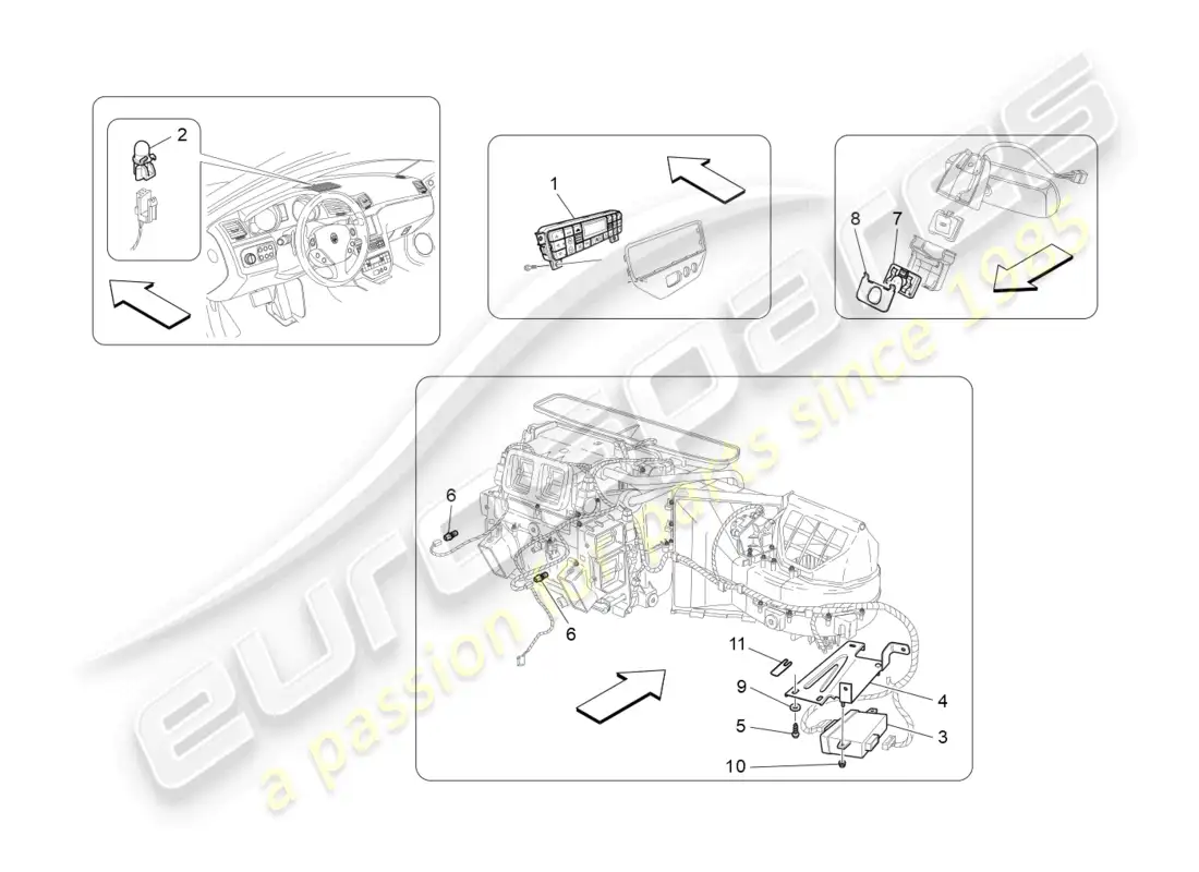 maserati grancabrio mc (2013) a/c unit: electronic control parts diagram