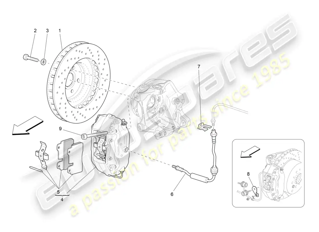 maserati grancabrio mc (2013) braking devices on rear wheels parts diagram
