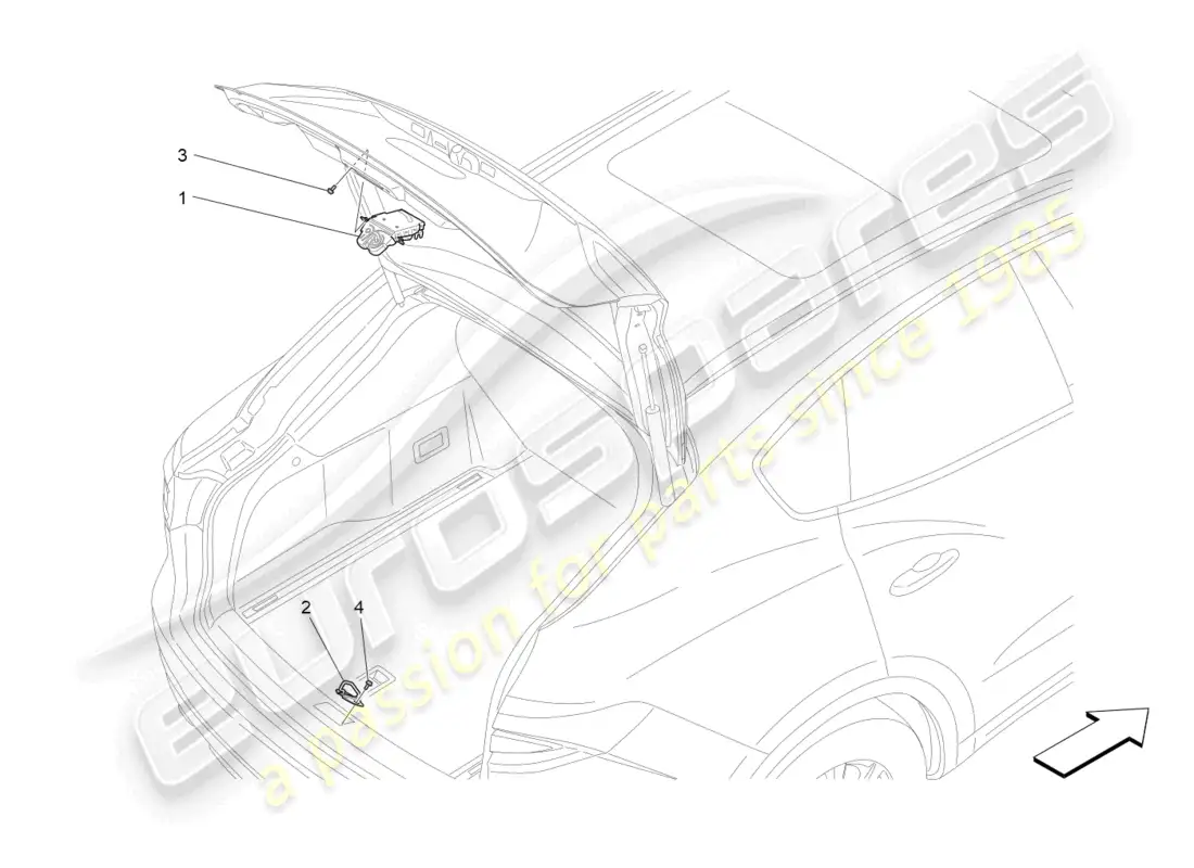maserati levante (2017) rear liftgate opening control parts diagram