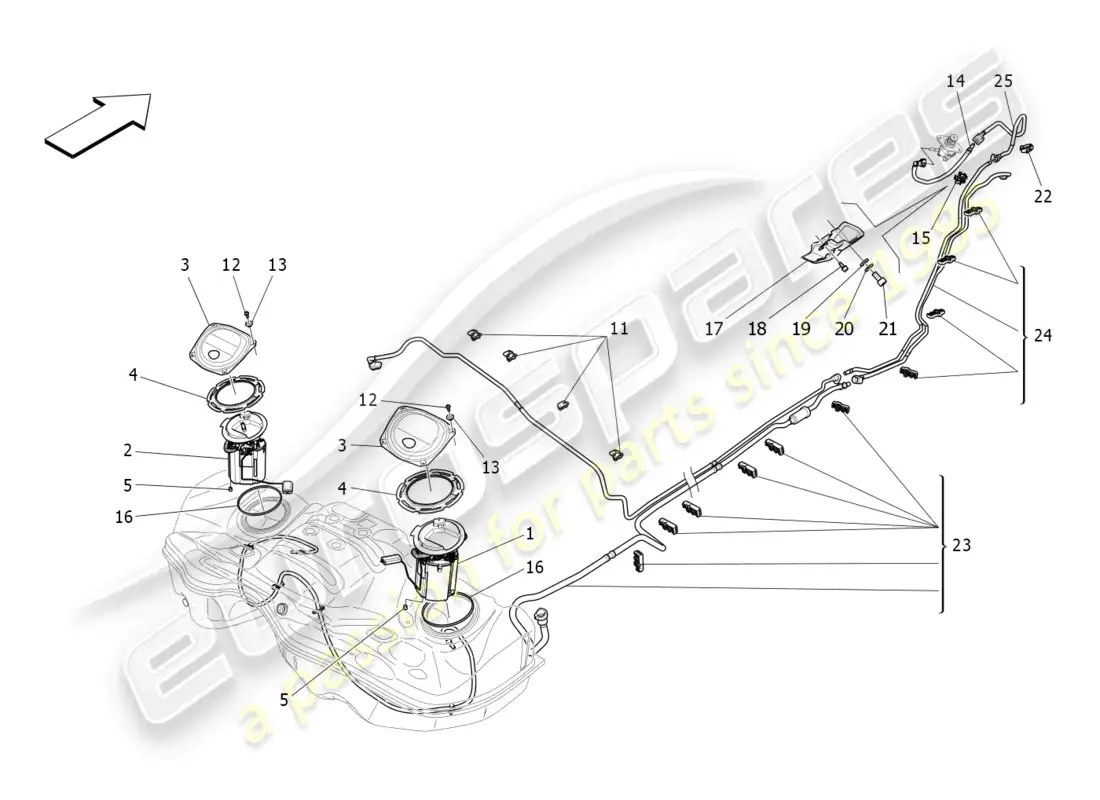 maserati ghibli fragment (2022) fuel pumps and connection lines parts diagram