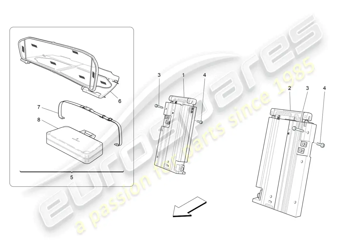 maserati grancabrio mc (2013) electrical capote: roll bar and accessories parts diagram