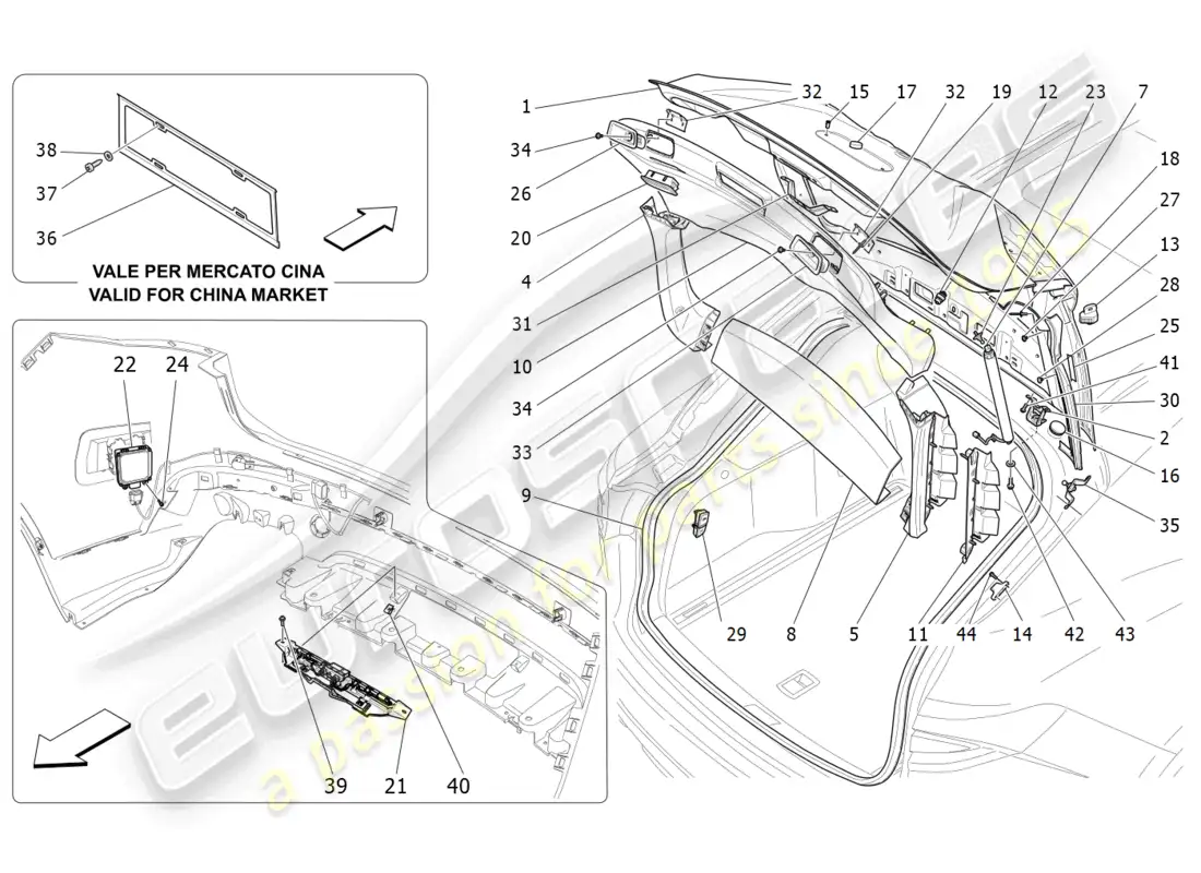 maserati levante modena (2022) rear liftgate parts diagram
