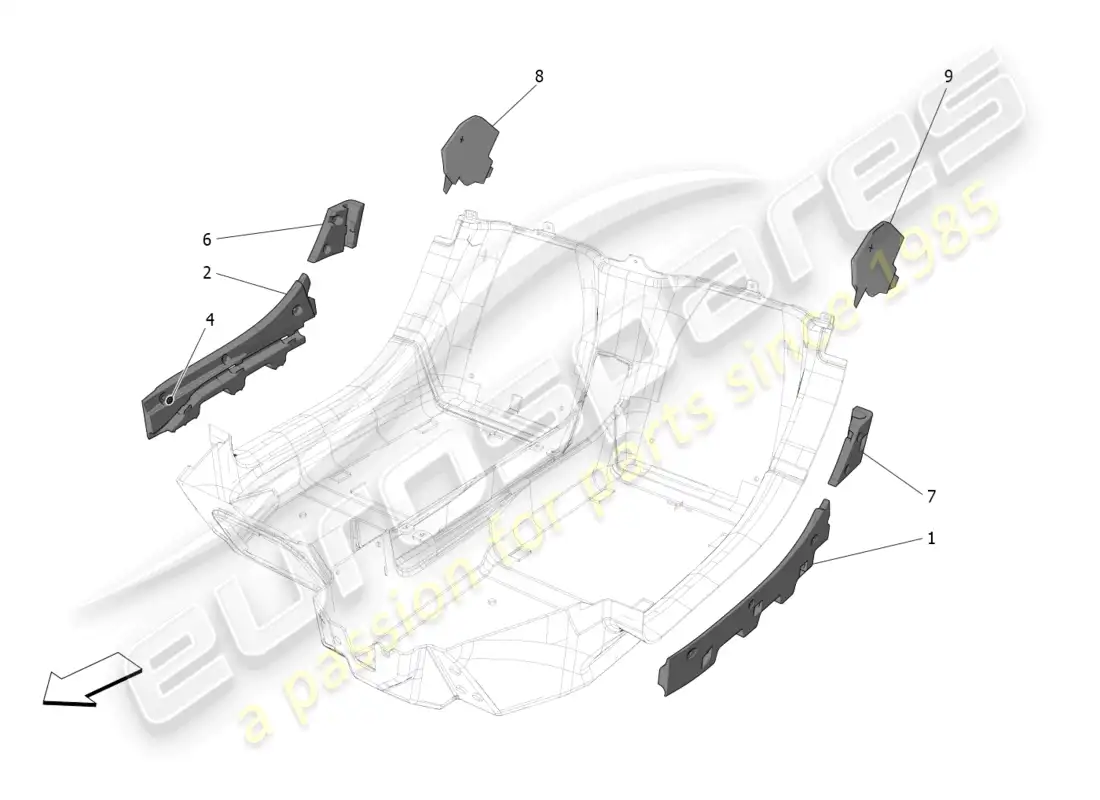 maserati mc20 cielo (2023) sound-proofing panels inside the vehicle parts diagram