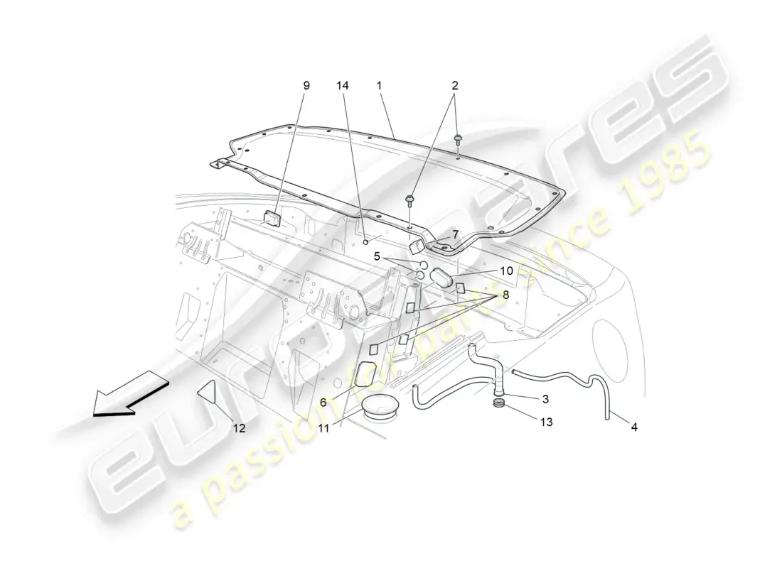 maserati grancabrio mc (2013) electrical capote: top housing parts diagram