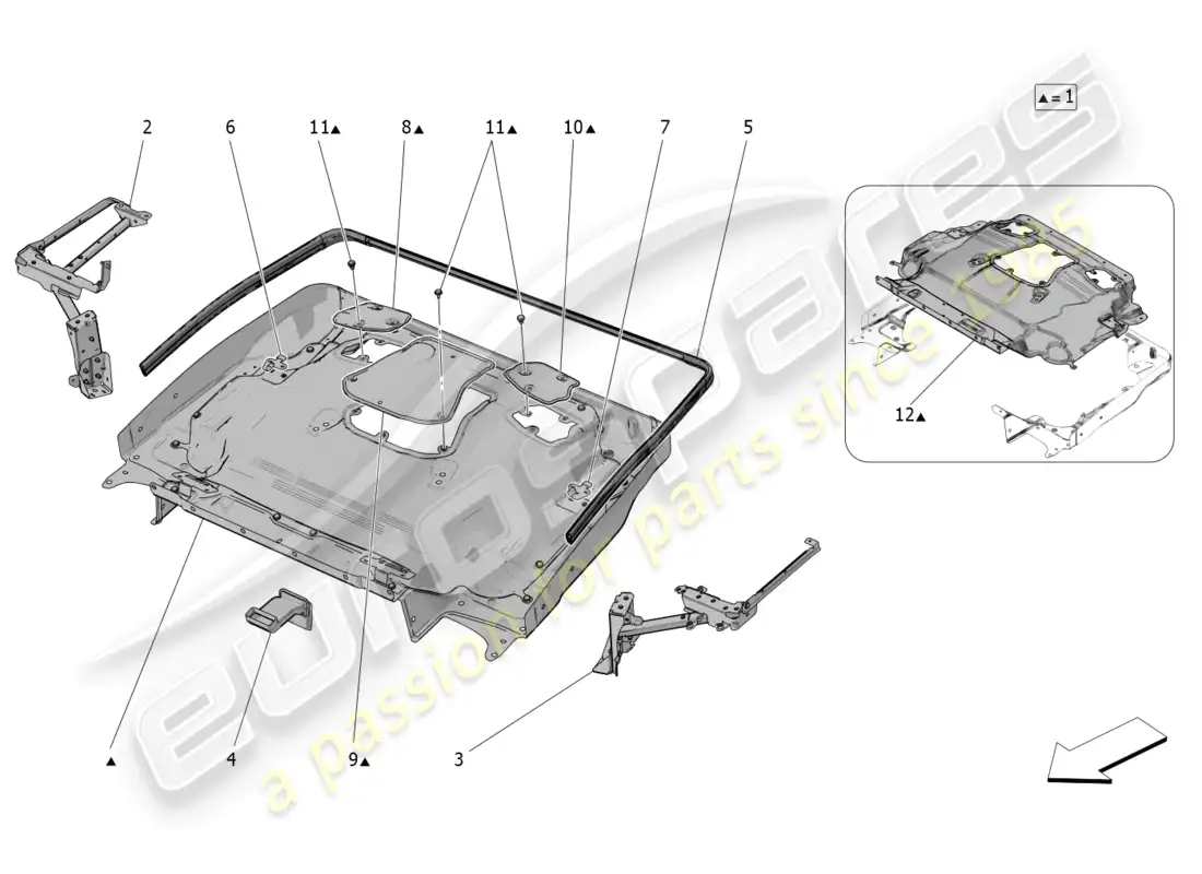 maserati mc20 cielo (2023) electrical capote: top housing parts diagram