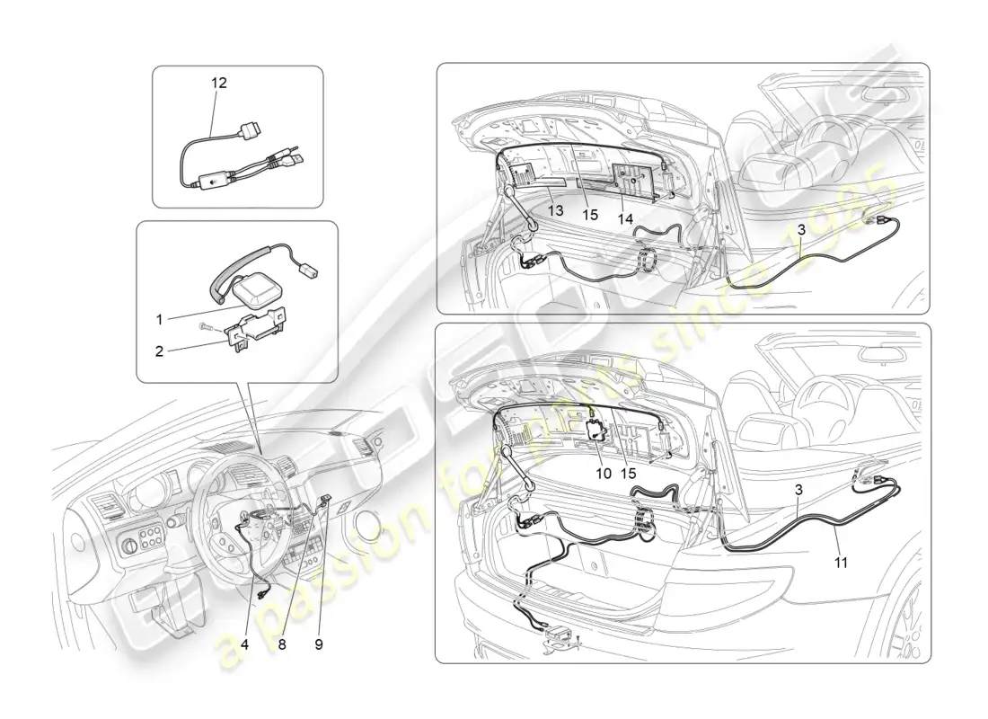 maserati grancabrio mc (2013) reception and connection system parts diagram