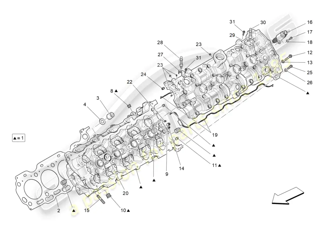 maserati levante modena s (2022) lh cylinder head parts diagram