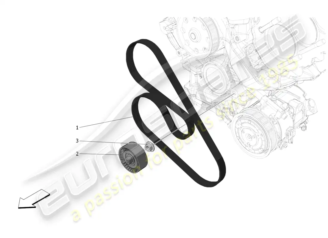 maserati mc20 cielo (2023) auxiliary device belts parts diagram