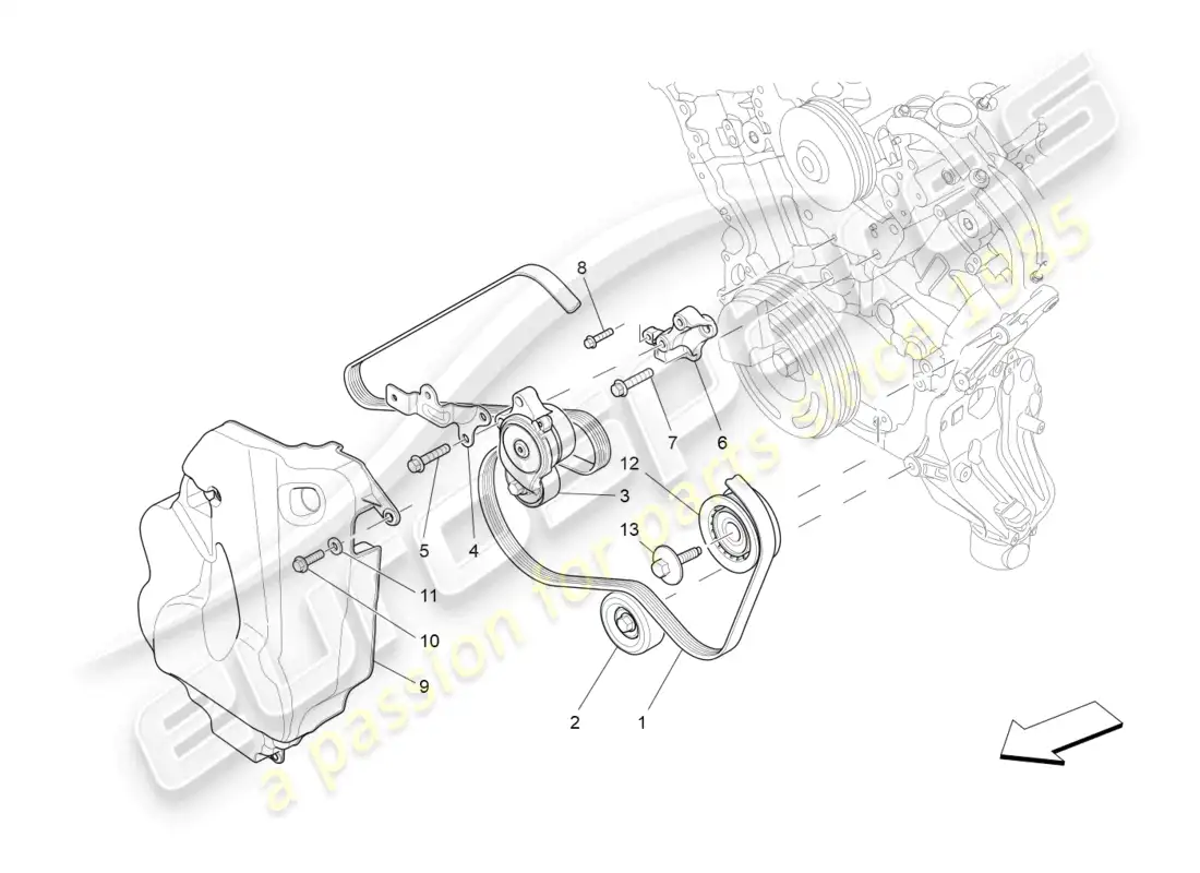 maserati levante (2019) auxiliary device belts parts diagram