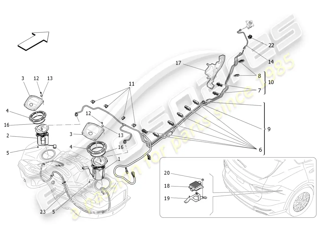 maserati levante trofeo (2020) fuel pumps and connection lines parts diagram
