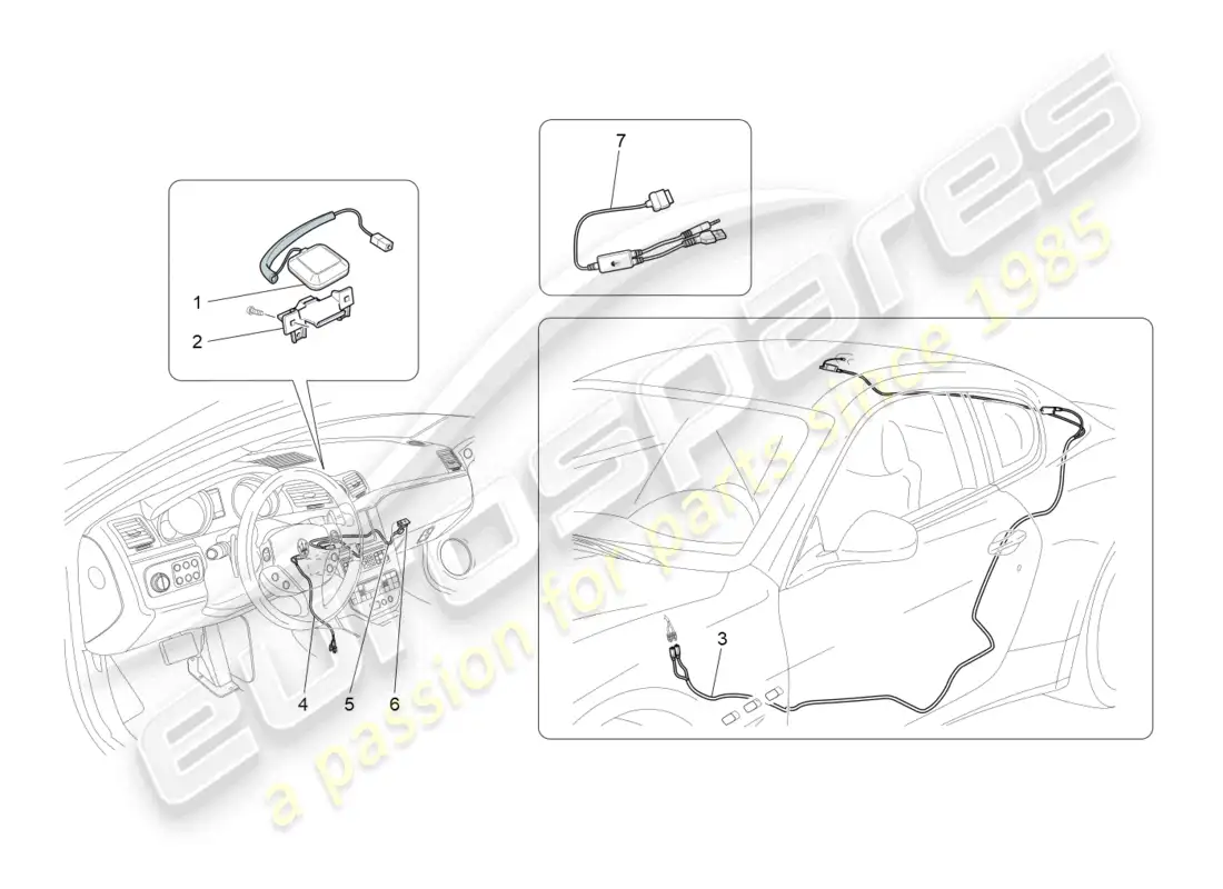 maserati granturismo mc stradale (2012) reception and connection system parts diagram