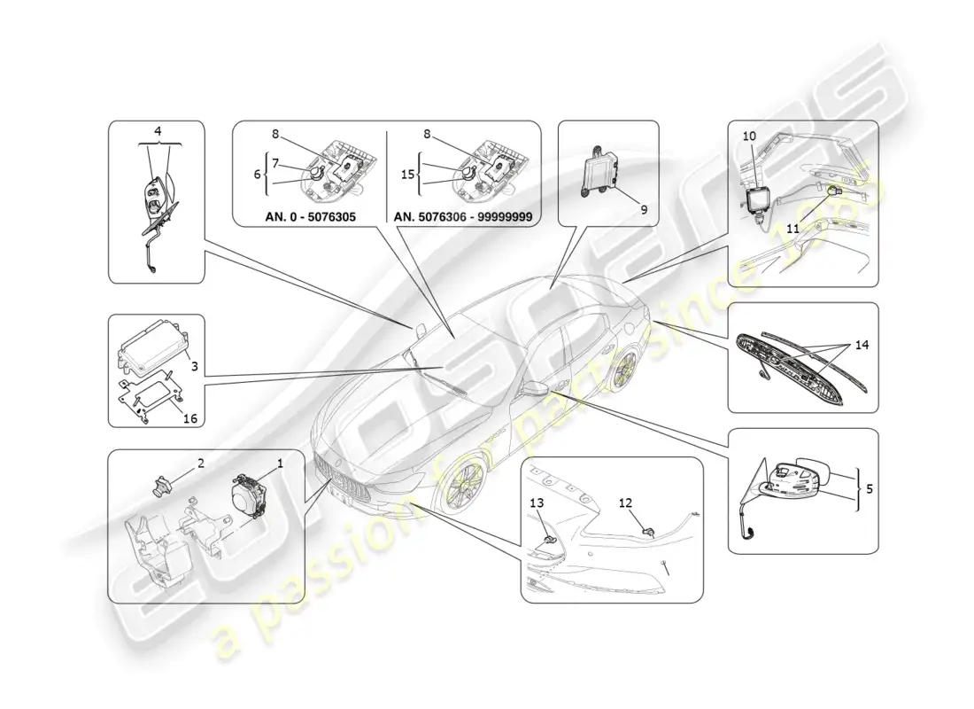 maserati ghibli fragment (2022) drive assistance system parts diagram