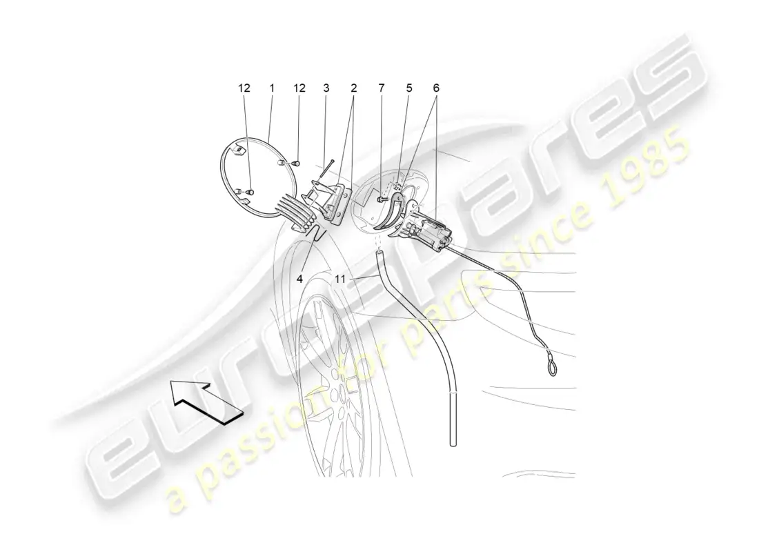 maserati grancabrio mc (2013) fuel tank door and controls parts diagram