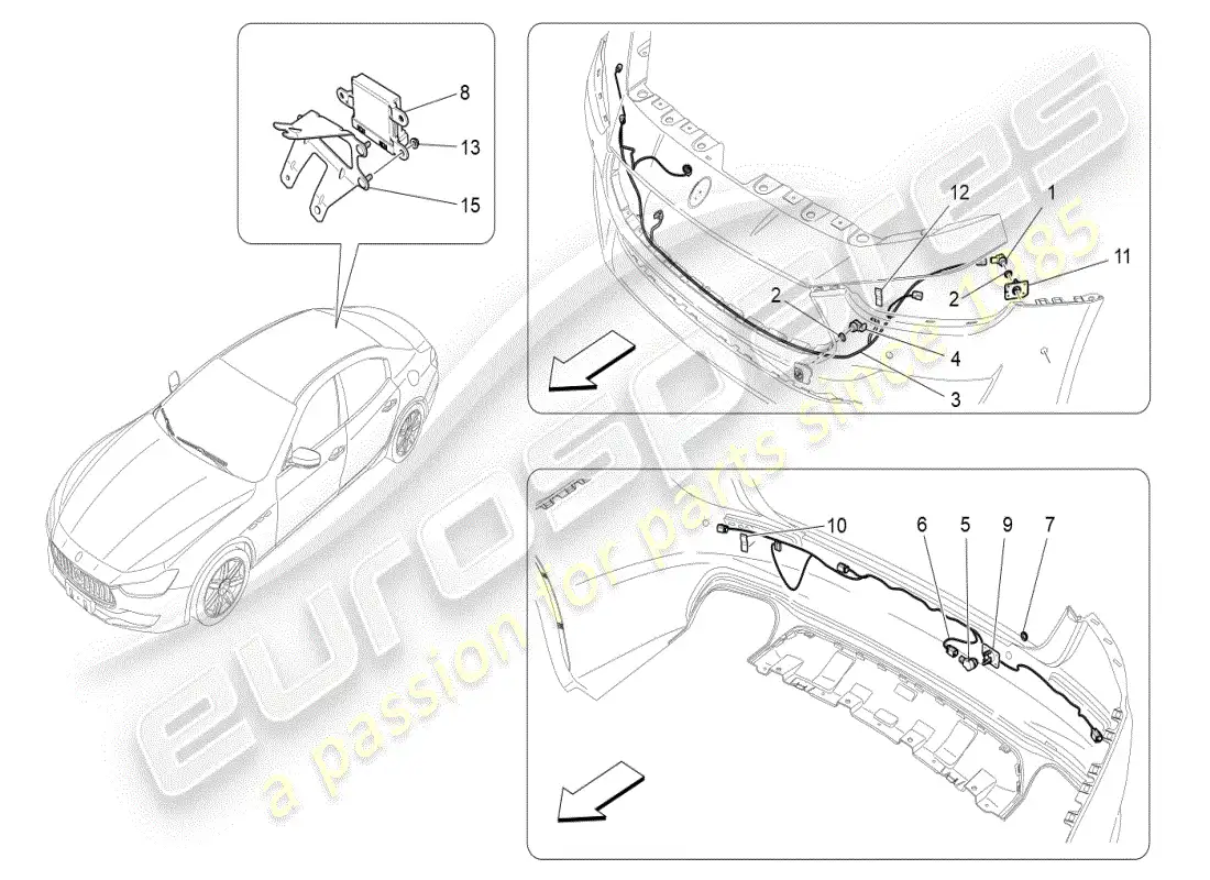 maserati ghibli (2019) parking sensors parts diagram