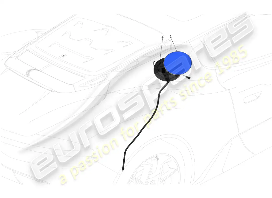 maserati mc20 (2023) fuel tank door and controls parts diagram