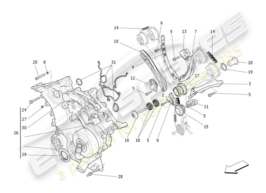 maserati levante modena s (2022) timing parts diagram