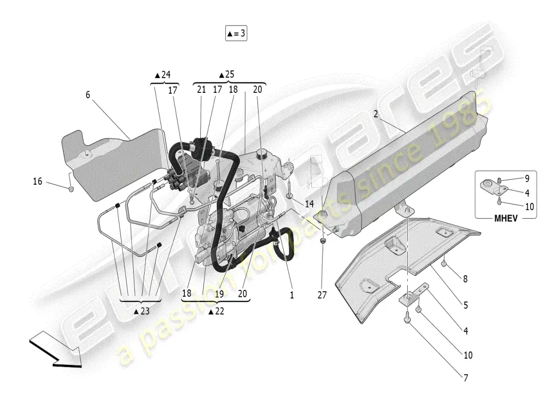 maserati grecale modena (2023) air suspension system parts diagram