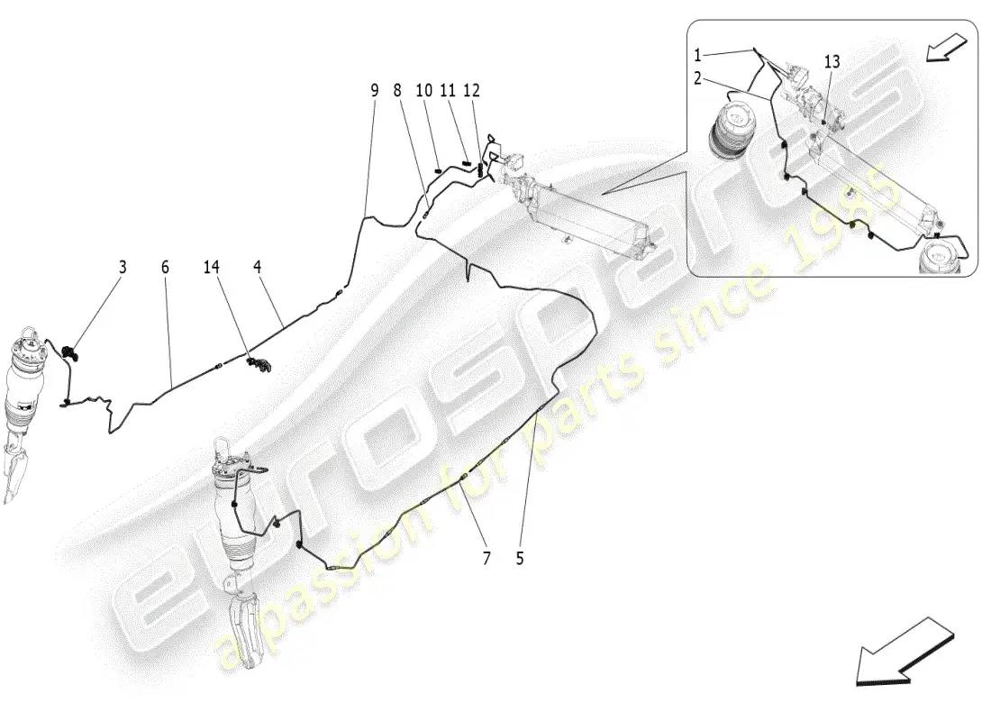 maserati grecale modena (2023) air suspension system parts diagram