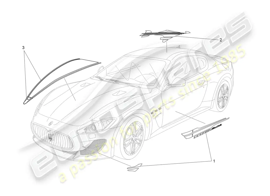 maserati granturismo mc stradale (2012) shields, trims and covering panels parts diagram