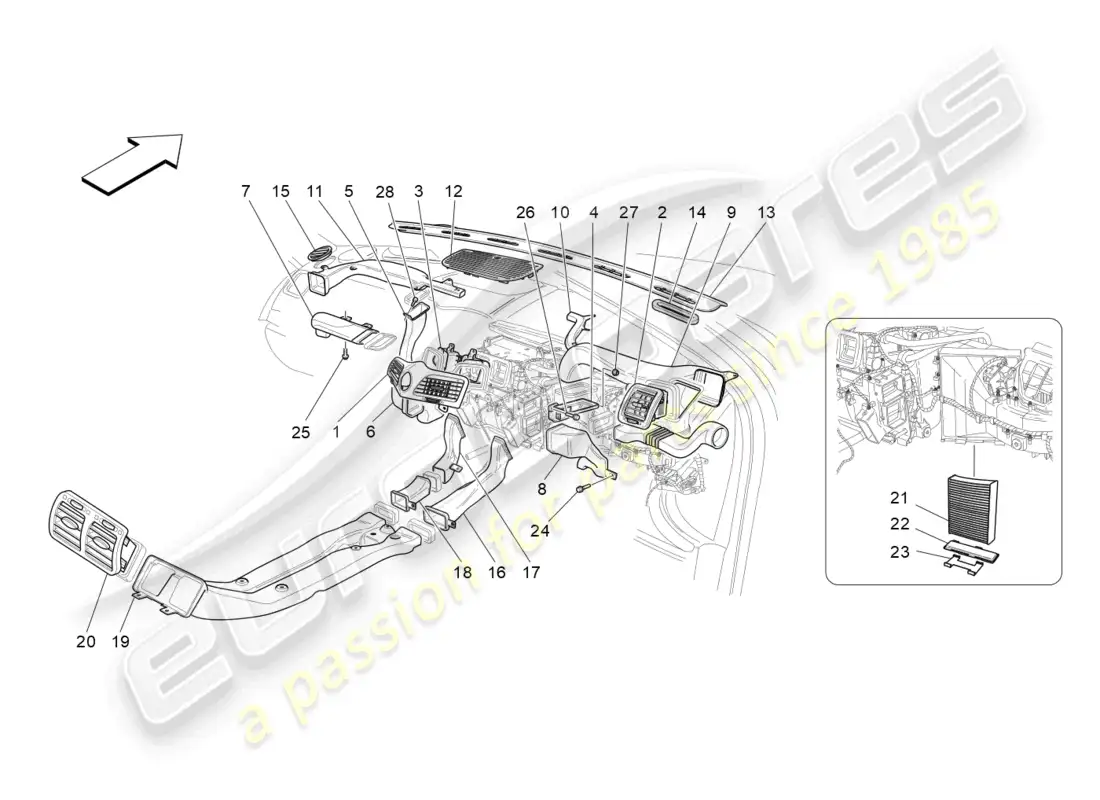 maserati grancabrio mc (2013) a/c unit: diffusion parts diagram