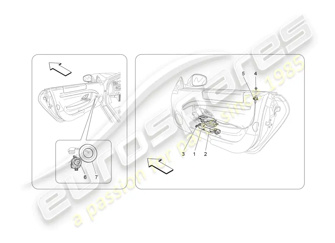 maserati granturismo mc stradale (2011) door devices parts diagram