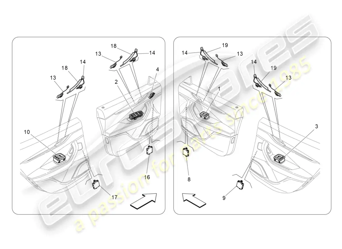 maserati levante (2020) door devices parts diagram