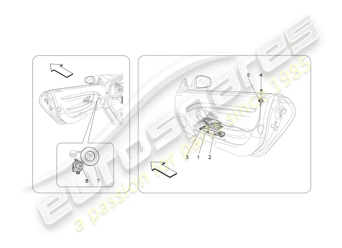 maserati grancabrio mc (2013) door devices parts diagram